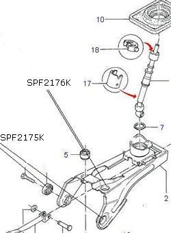 Gangschaltungshalterung/-gestell unten - Buchsen für Ford Sierra GBC, GBG - inkl. Cosworth (1982 - 1993), Art.-Nr. SPF2175K